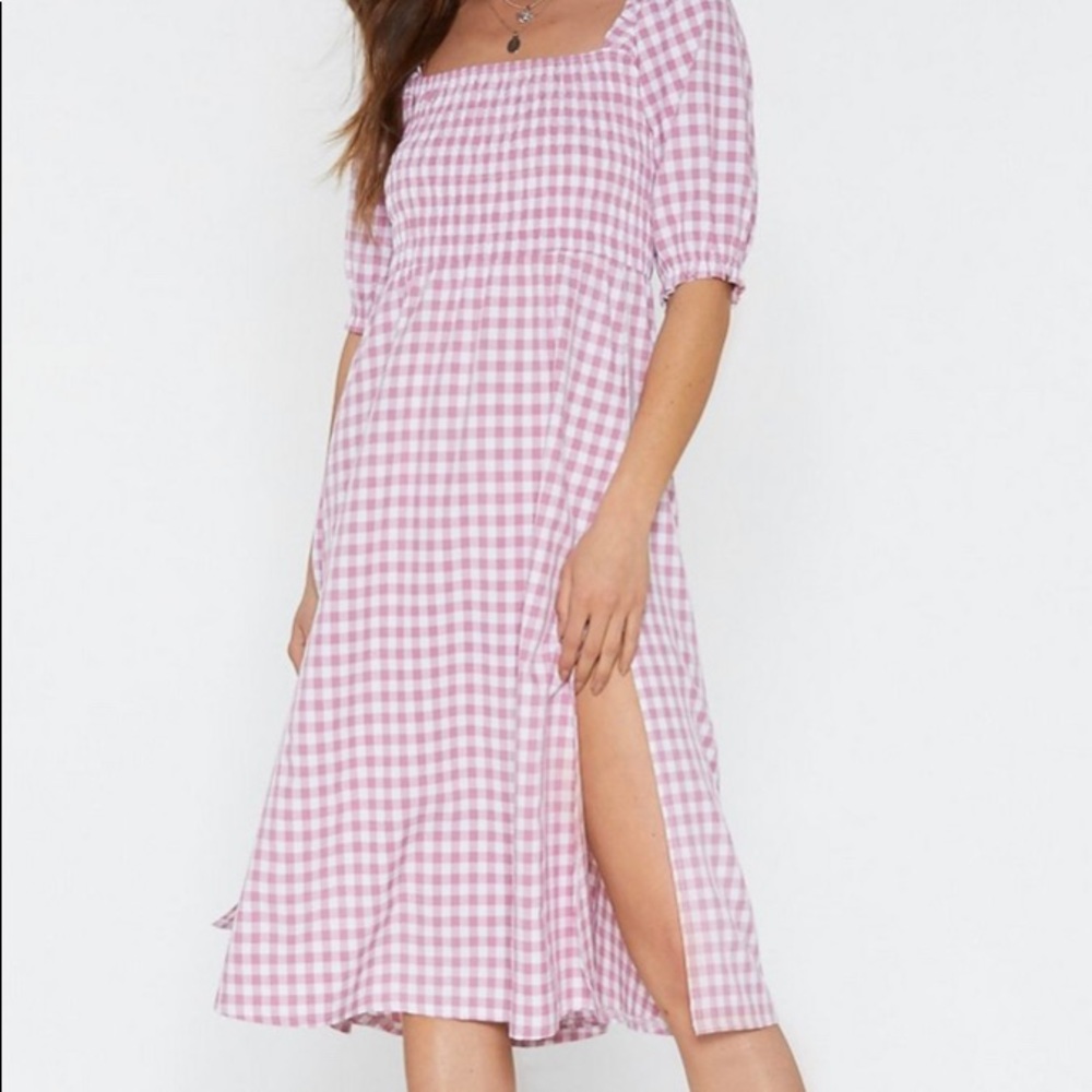 NASTY GAL MIDI PLAID DRESS
